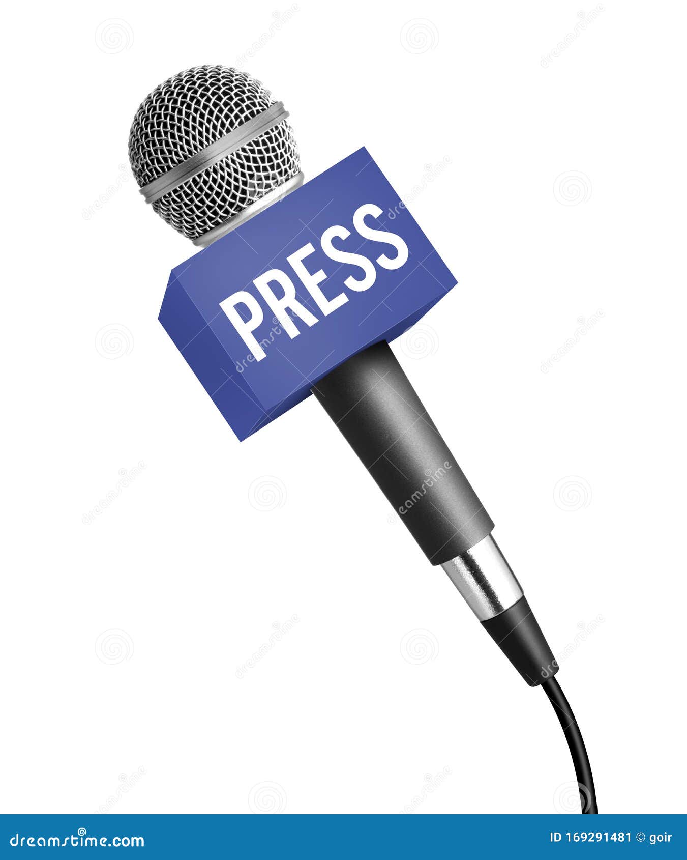 Microphone De Presse Sur Le Blanc Image stock - Image du