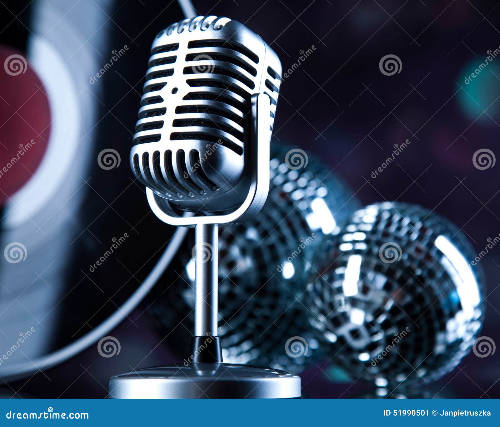 Microphone, Disco Ball, Music Saturated Concept Stock Image Image of