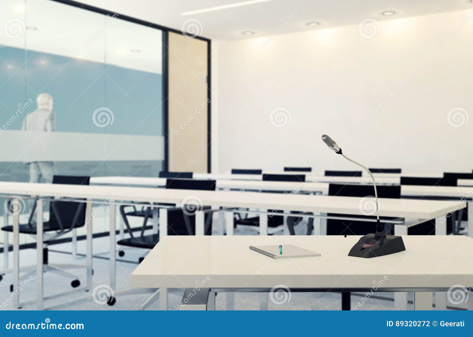 Microphone In Empty Meeting Room Or Conference Room Bussiness