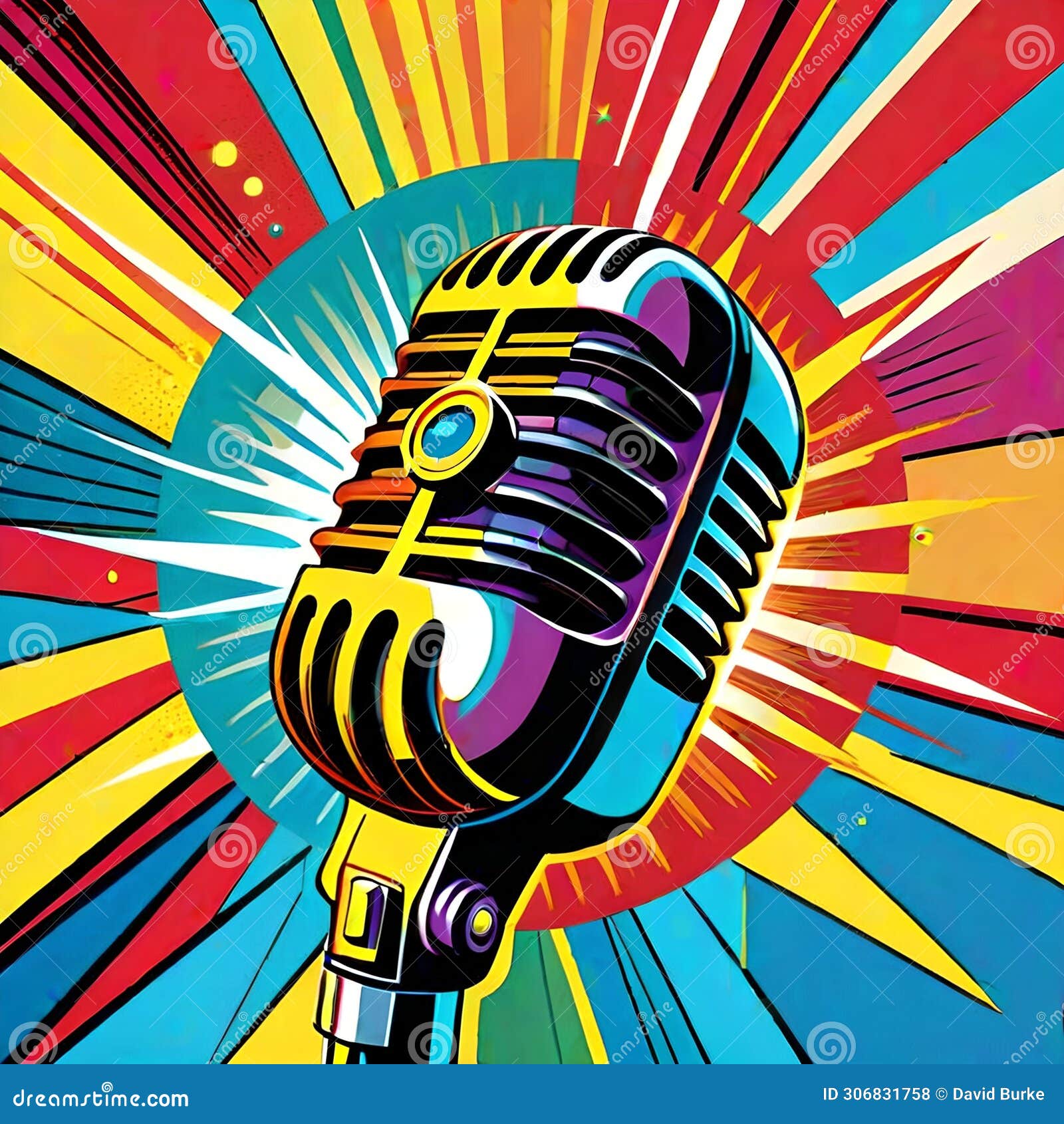 microphone entertainer singer voice background cartoon explosion