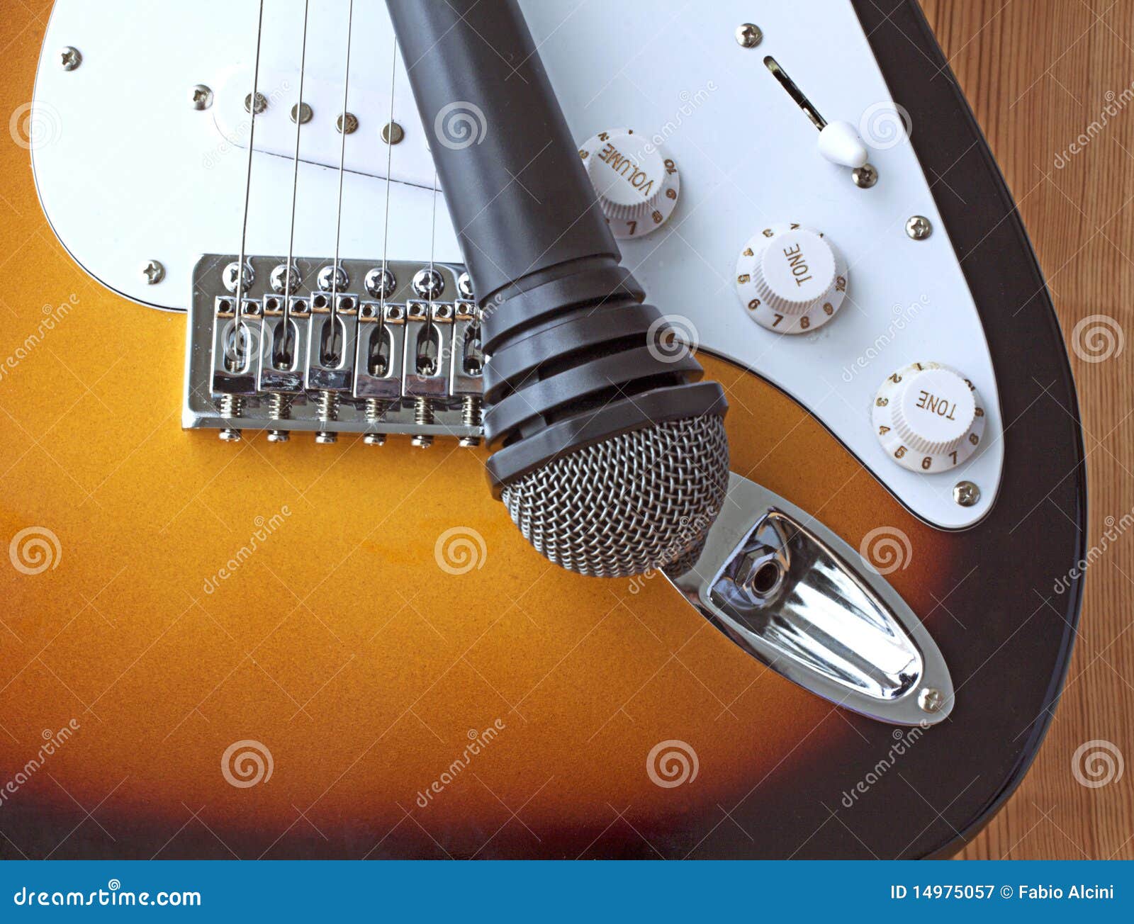 Microphone and guitar stock image. Image of rock, neck 14975057