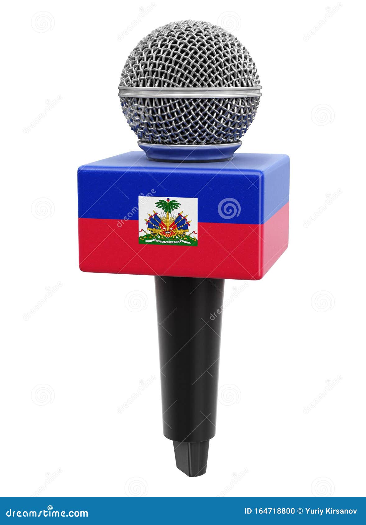 Microphone and Haitian Flag. Image with Clipping Path Stock