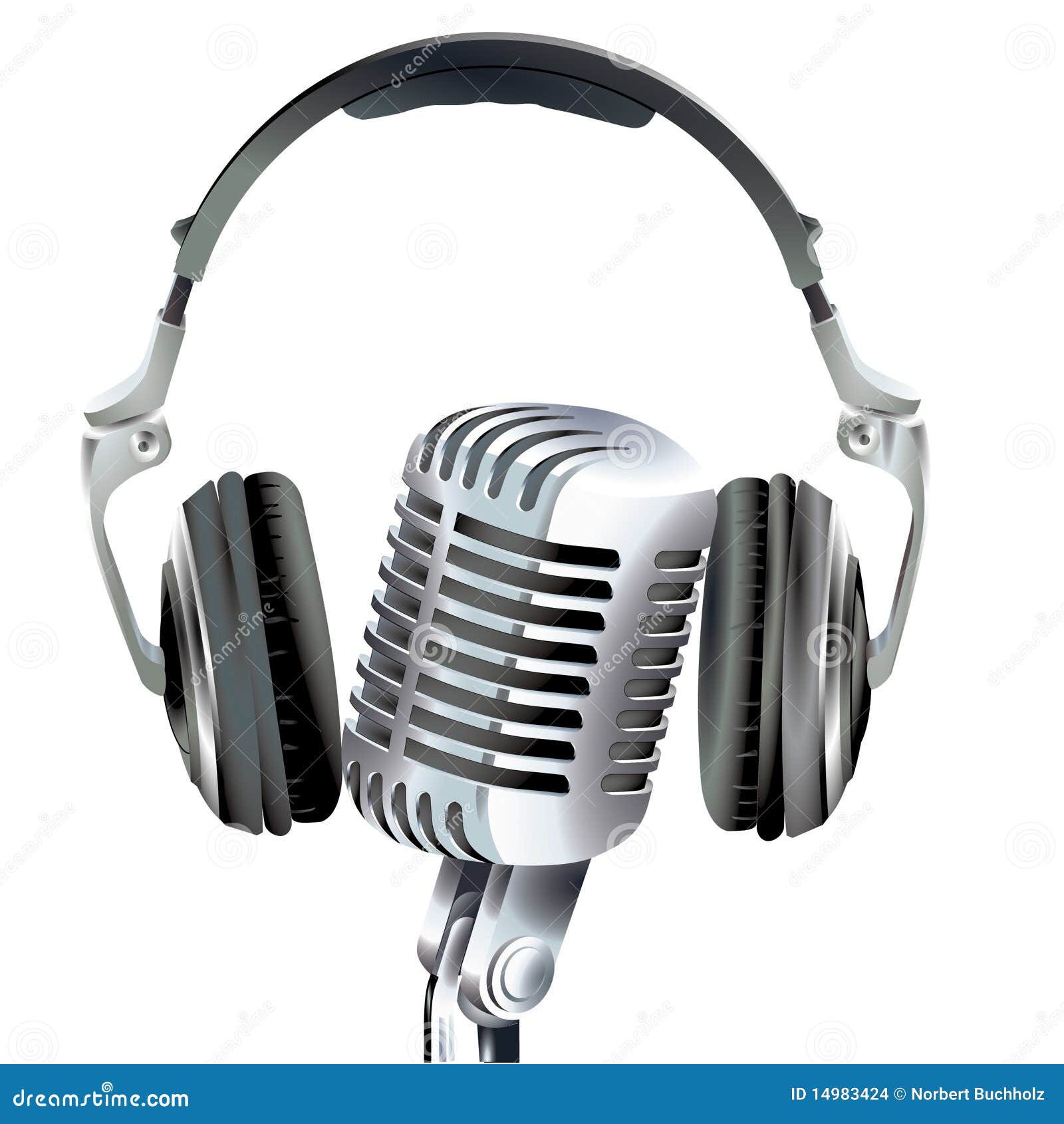 Microphone and head set stock vector. Illustration of classic 14983424