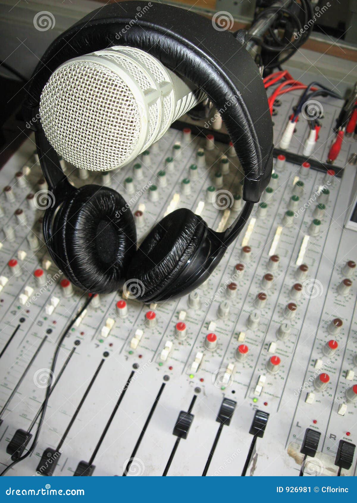 studio microphone and headphones