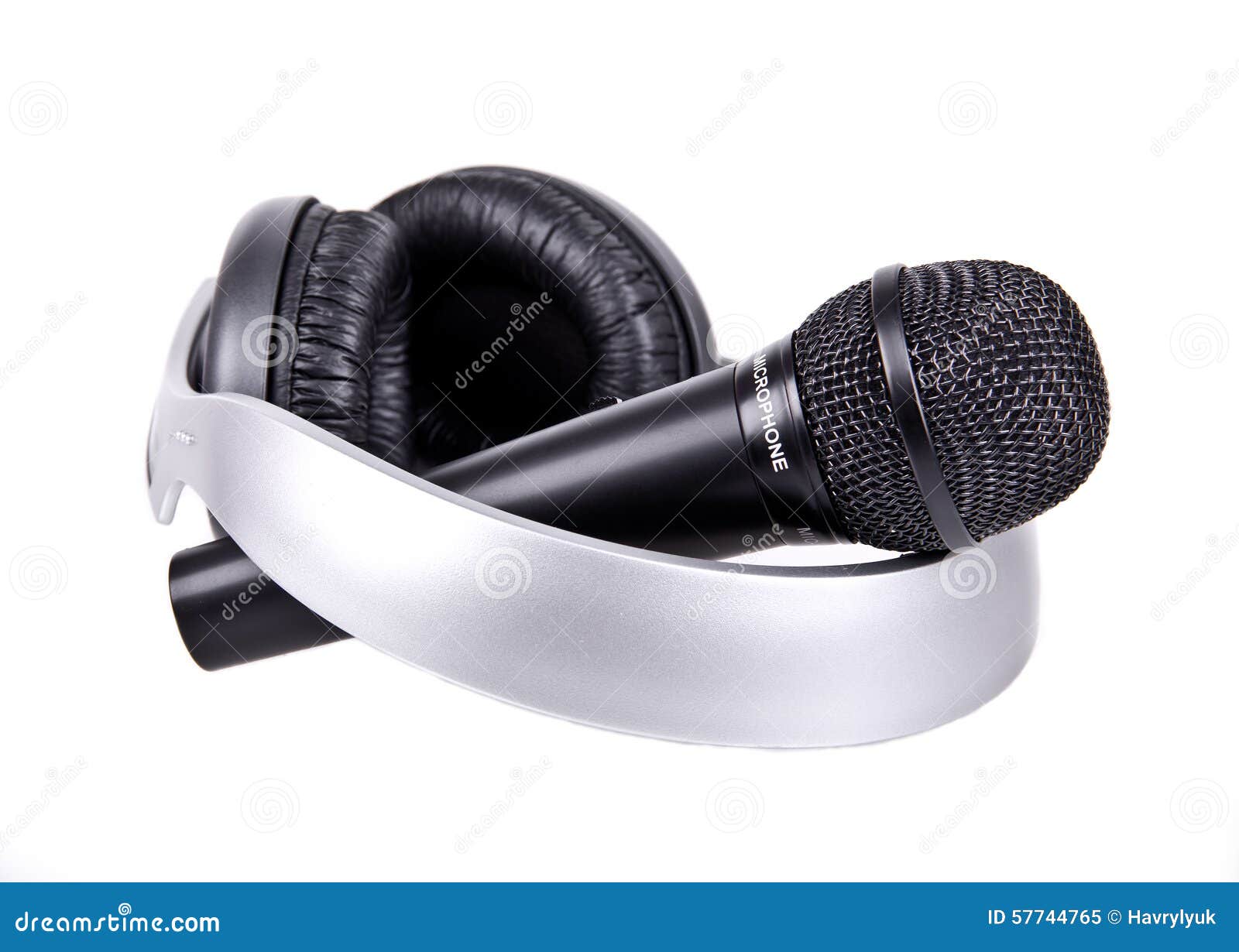 Microphone and headphones stock image. Image of recording 57744765