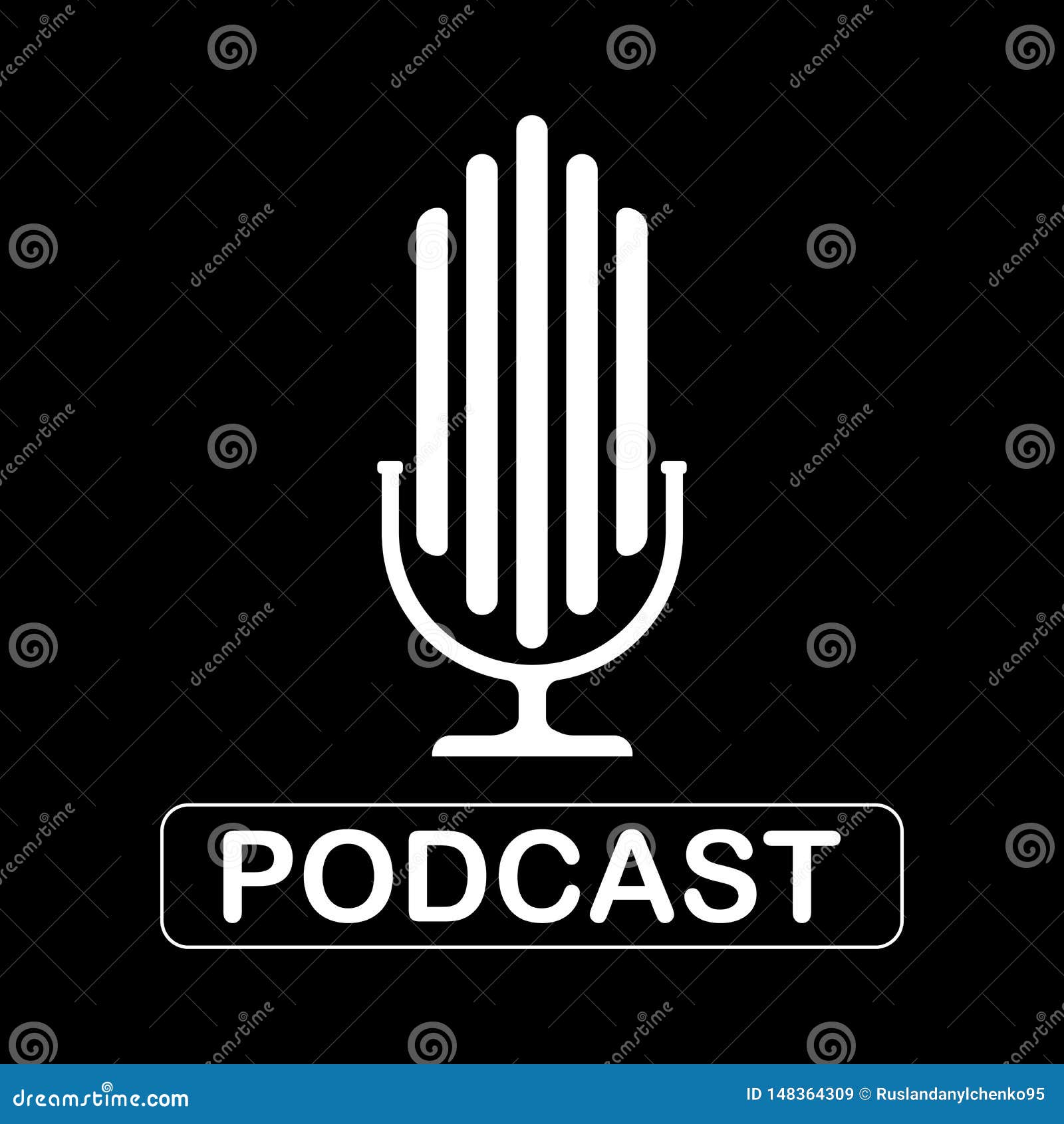 Podcast logo design microphone flat icon Vector Image