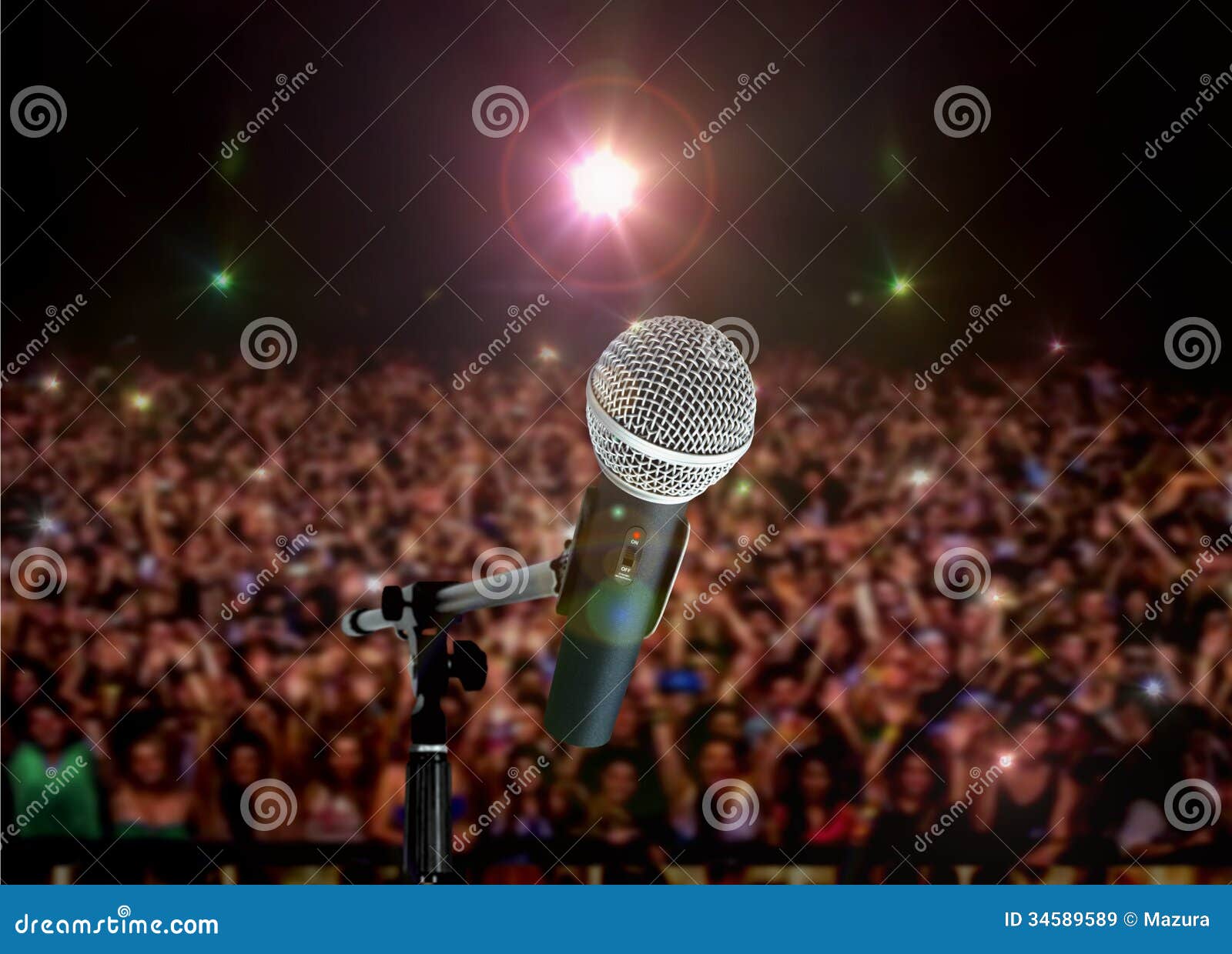 Microphone Live in Concert with Spotlights Stock Image Image of