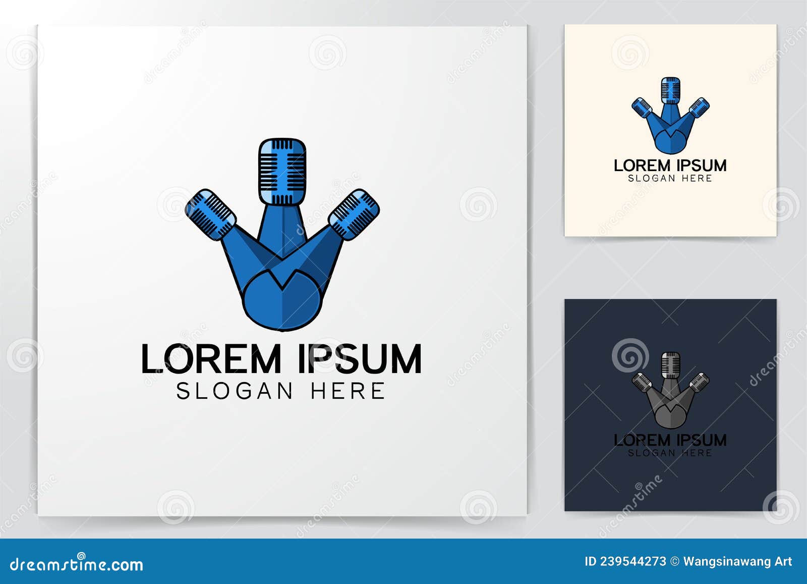 Microphone Logo Designs Inspiration Isolated on White Background Stock