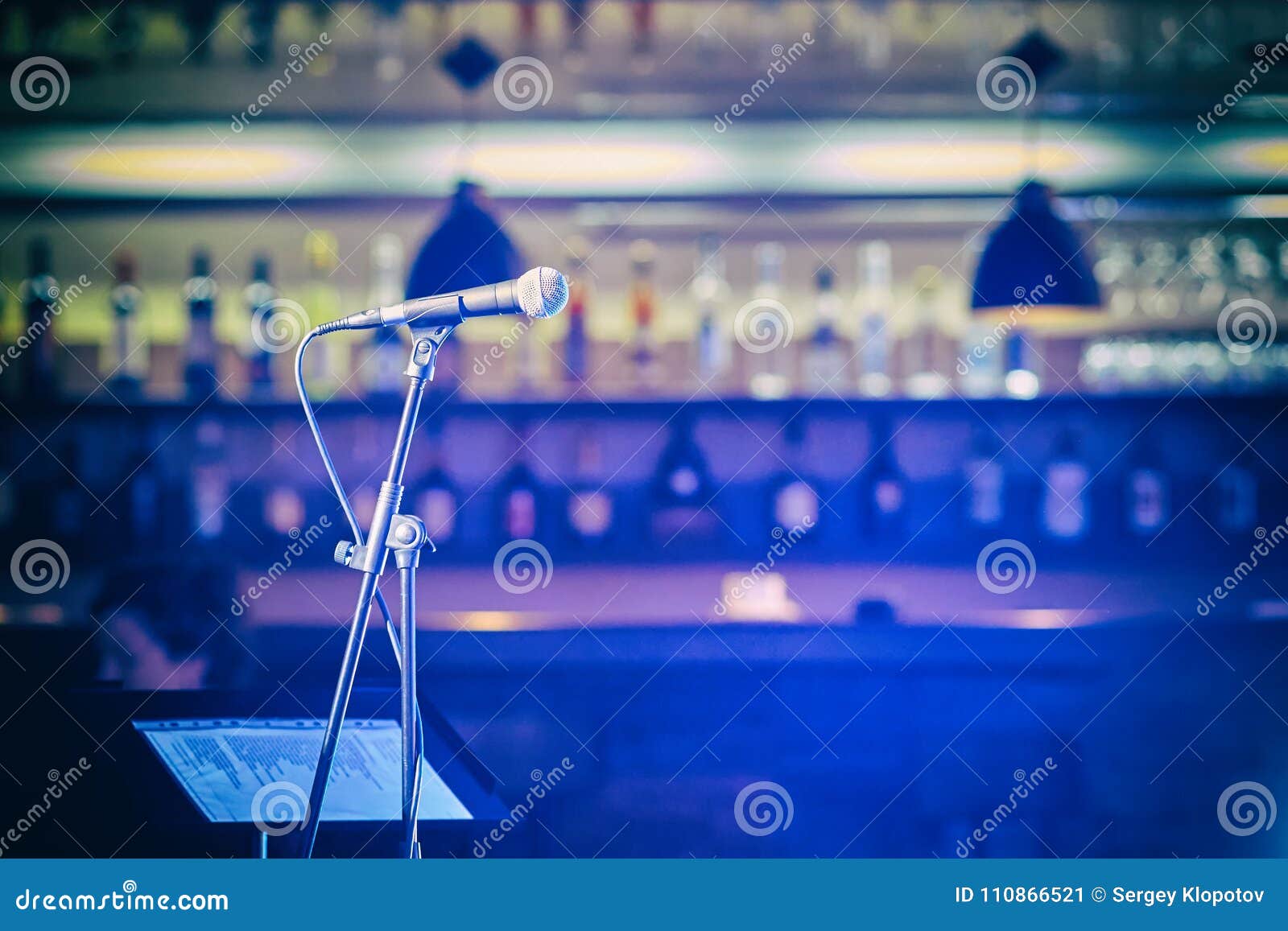 Microphone. Microphone Closeup. a Pub. Bar. a Restaurant Stock Image