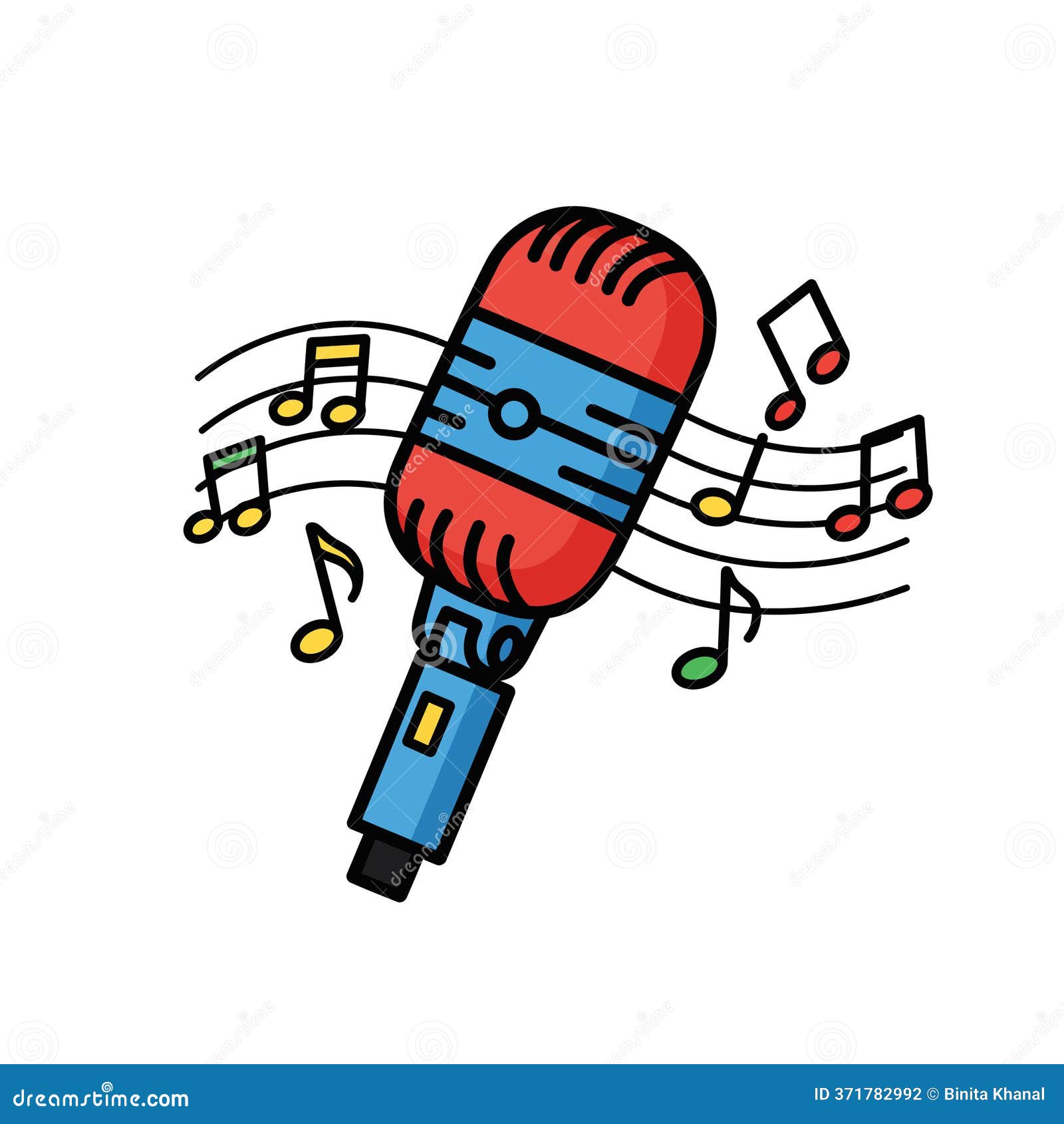 Microphone and Music Notes Clipart Stock Vector - Illustration of audio,  blue: 371782992, image size:1600x1690