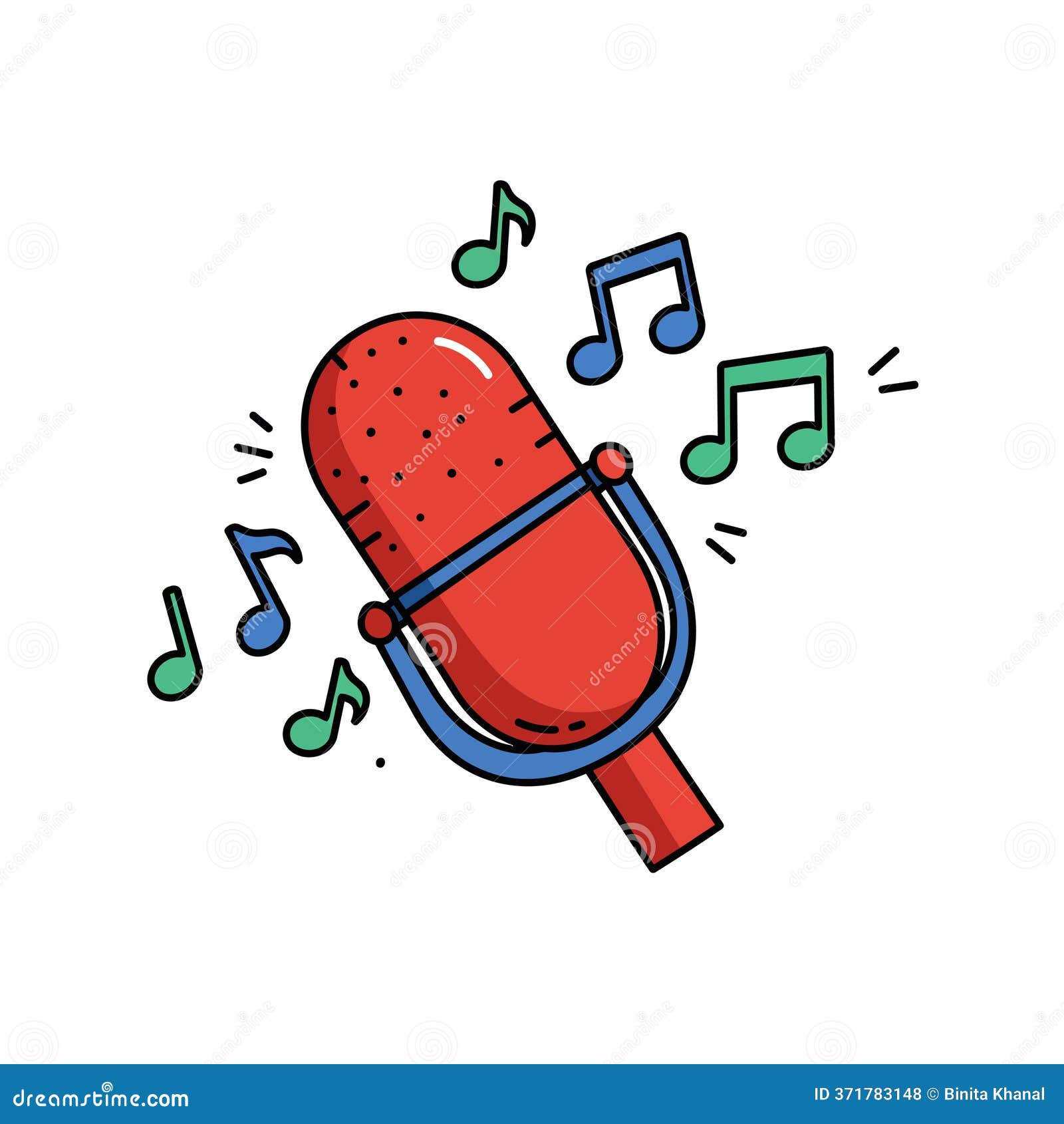 Microphone with Music Notes Clipart Stock Vector - Illustration of stage,  performance: 371783148, image size:1600x1690