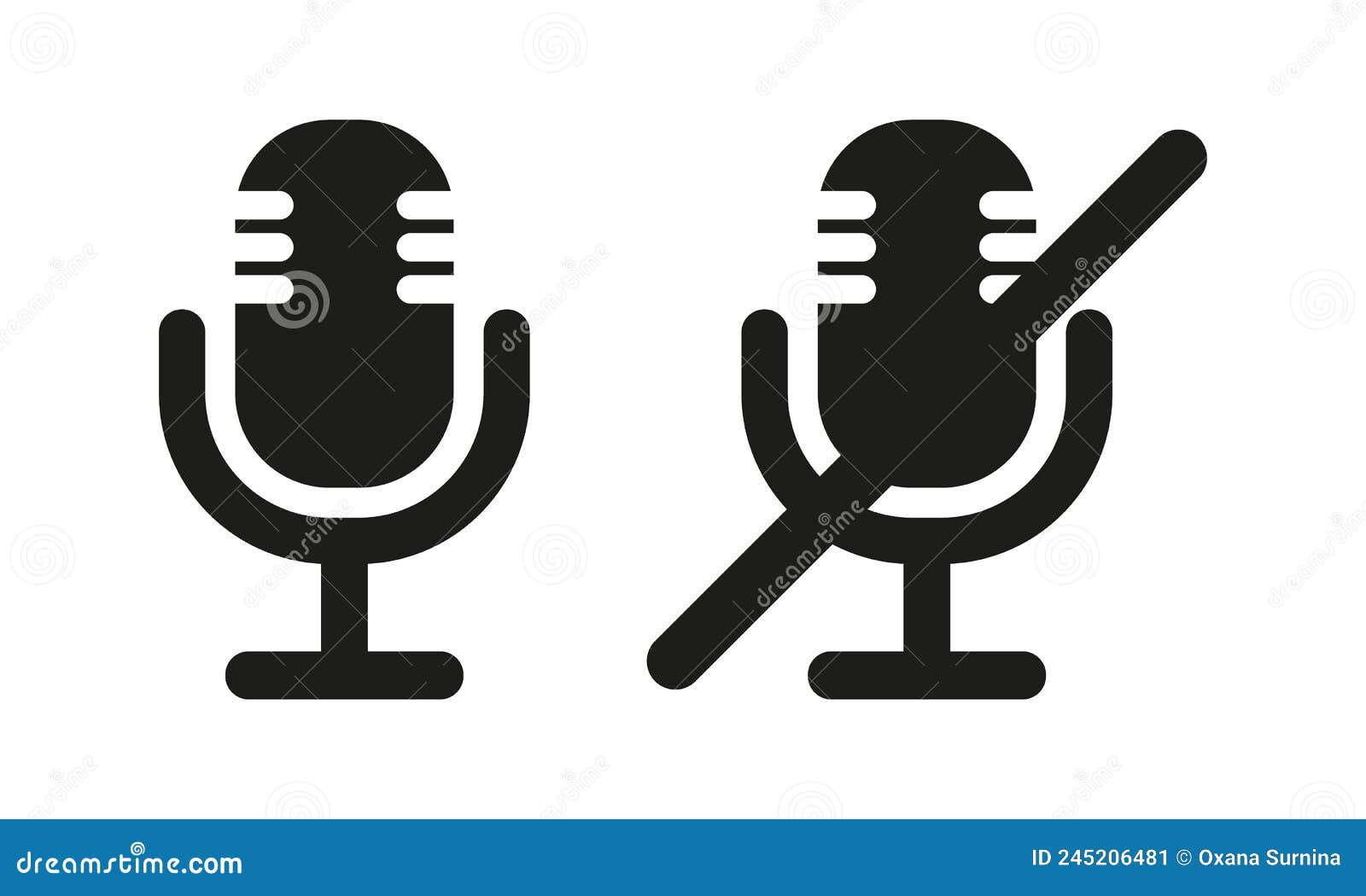 Microphone on and Off Icons. Isolated  Icons Stock Vector
