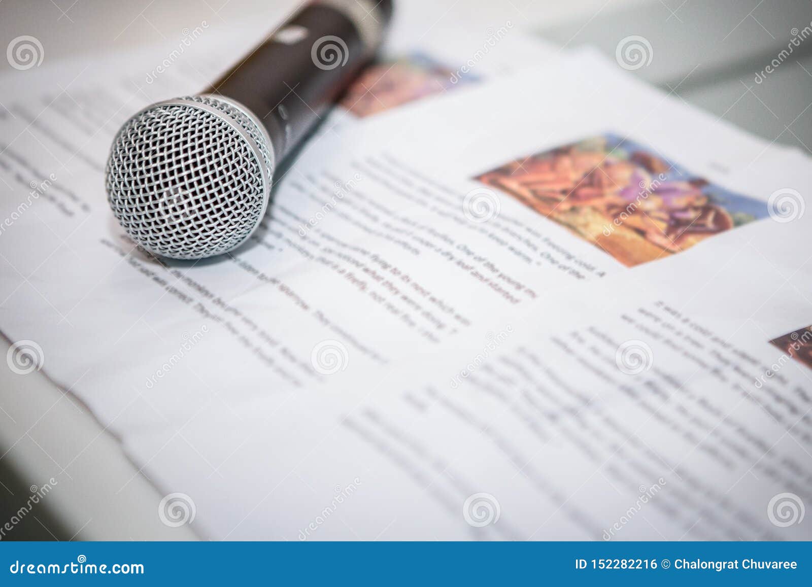 Microphone On Paper For Mc Scripts Stock Photo Image Of Seminar Design 152282216