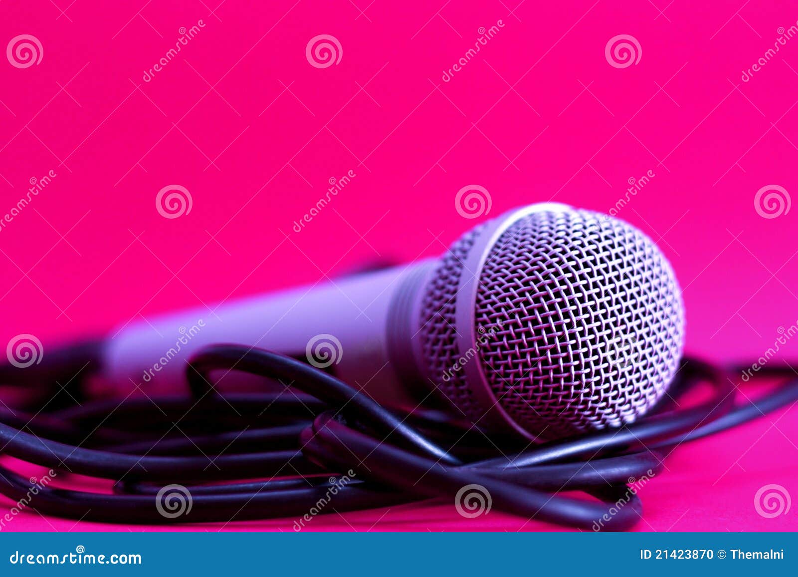 Microphone on pink stock photo. Image of microphone, wires 21423870
