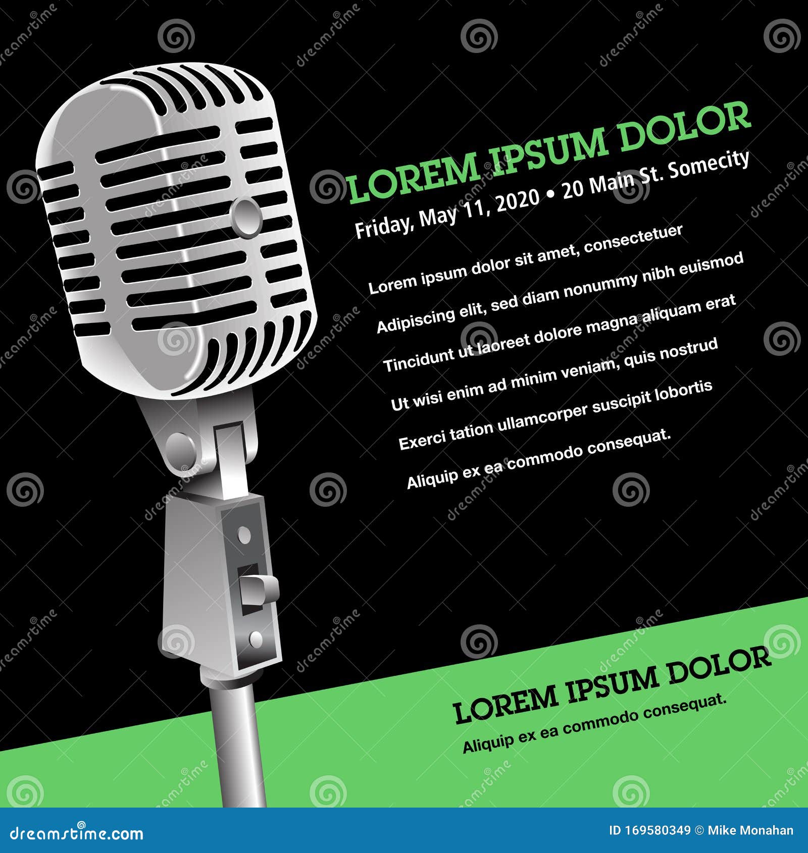 Microphone Poster Background Template Editorial Stock Image