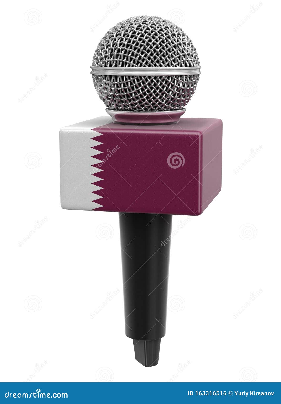 Microphone with Qatar Flag. Image with Clipping Path Stock Illustration