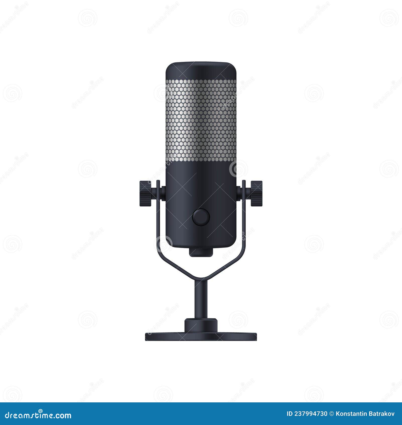 Microphone Réaliste Sur Support. Microphone Du Banc De Bureau