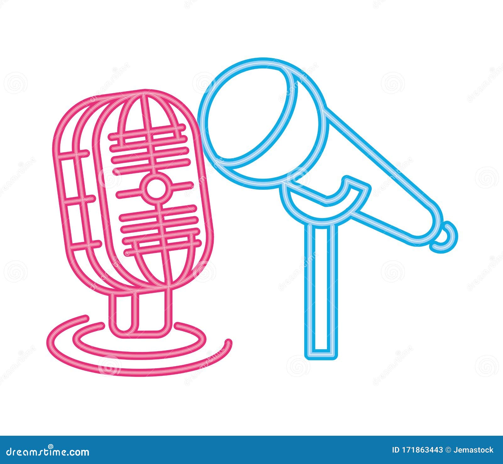 Microphone Sound Accessory Neon Lights Stock Vector Illustration of