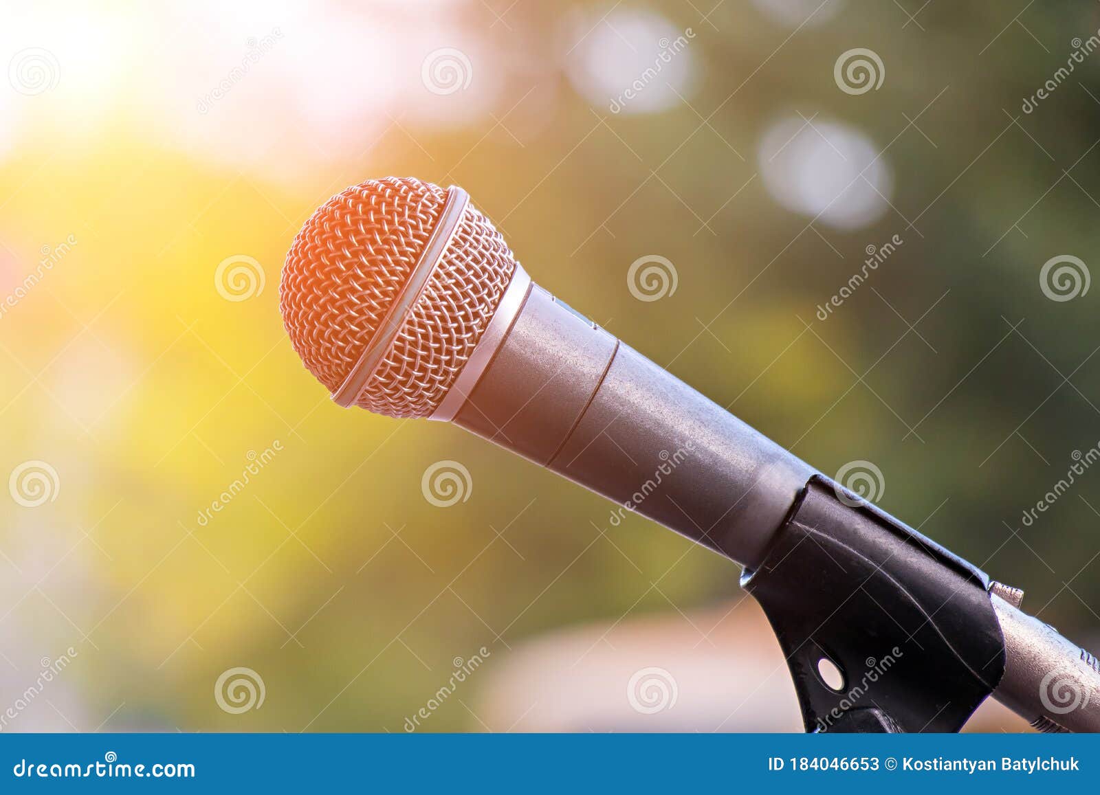 Microphone. Microphone on Stage. Microphone Closeup. Classical Music