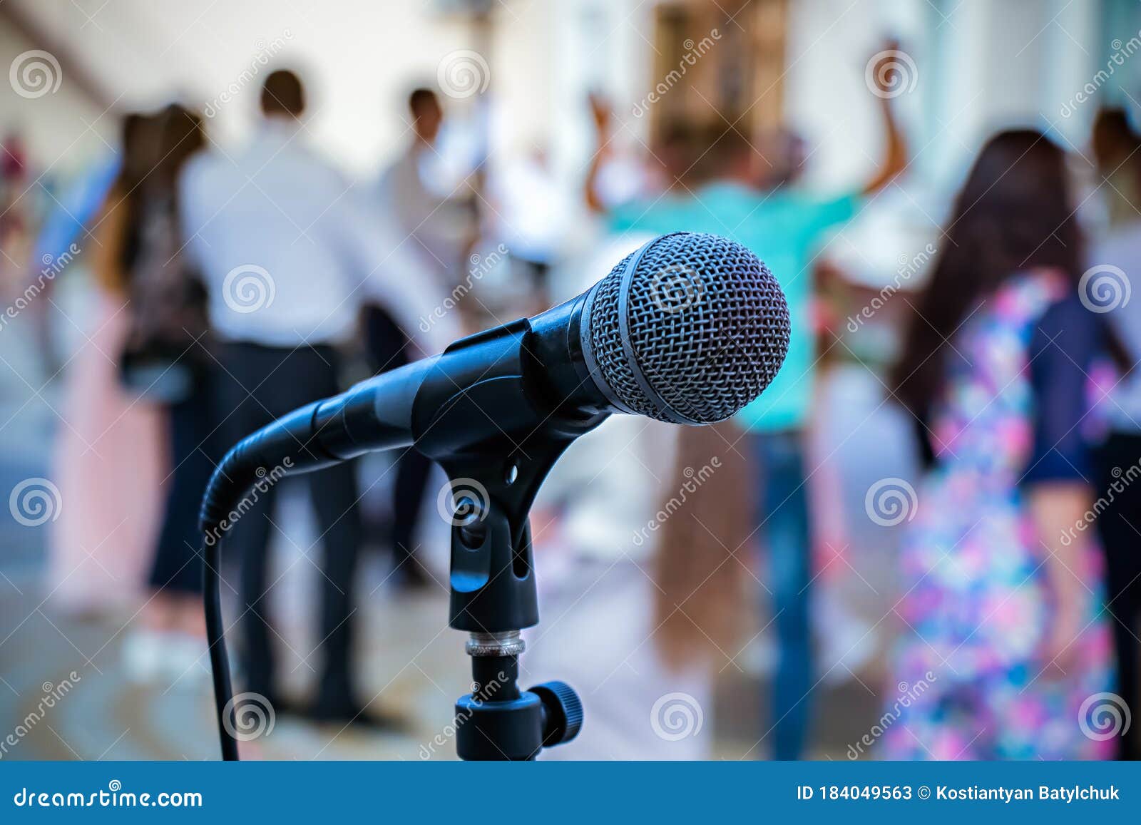 Microphone. Microphone on Stage. Microphone Closeup Stock Image