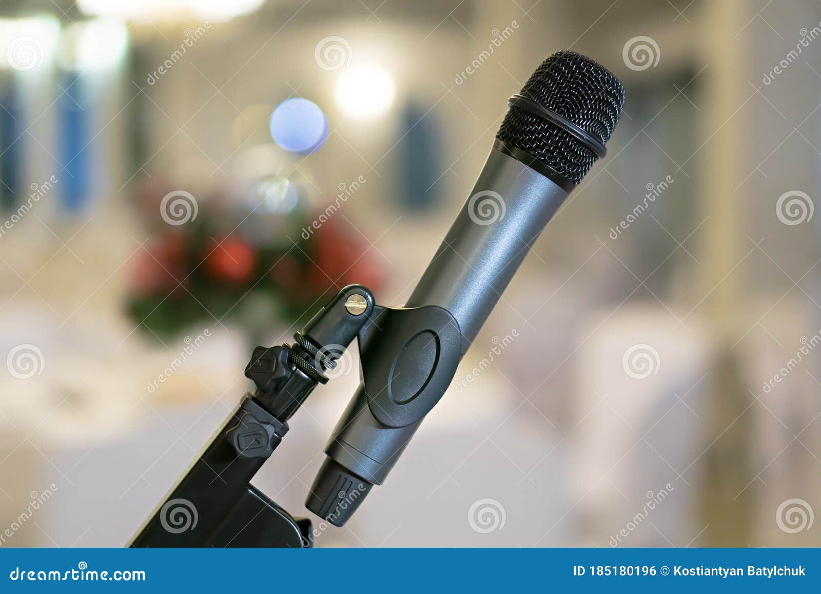 Microphone. Microphone on Stage. Microphone Closeup Stock Photo