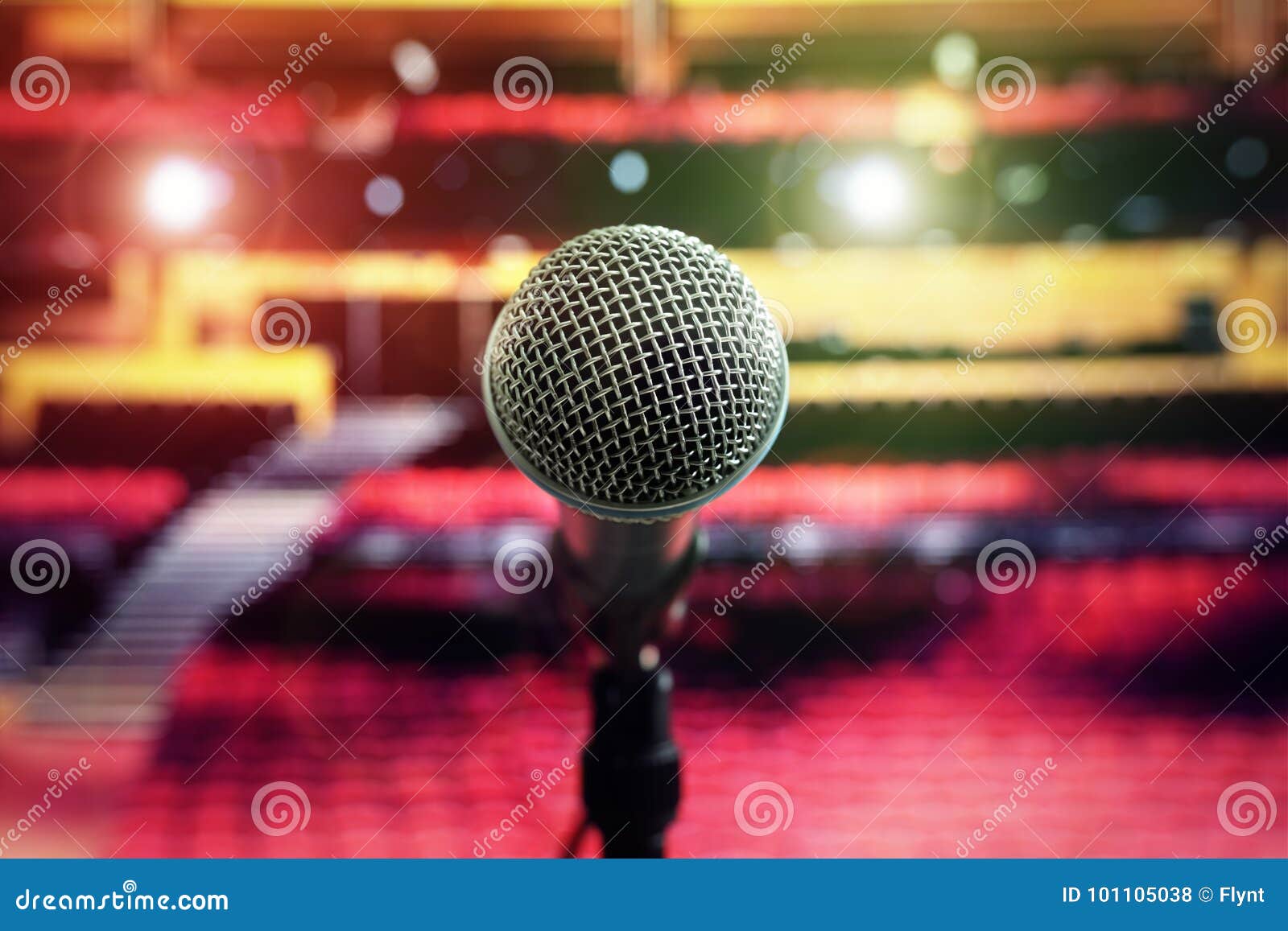 Microphone on Stage in Concert Hall Theater Stock Photo Image of