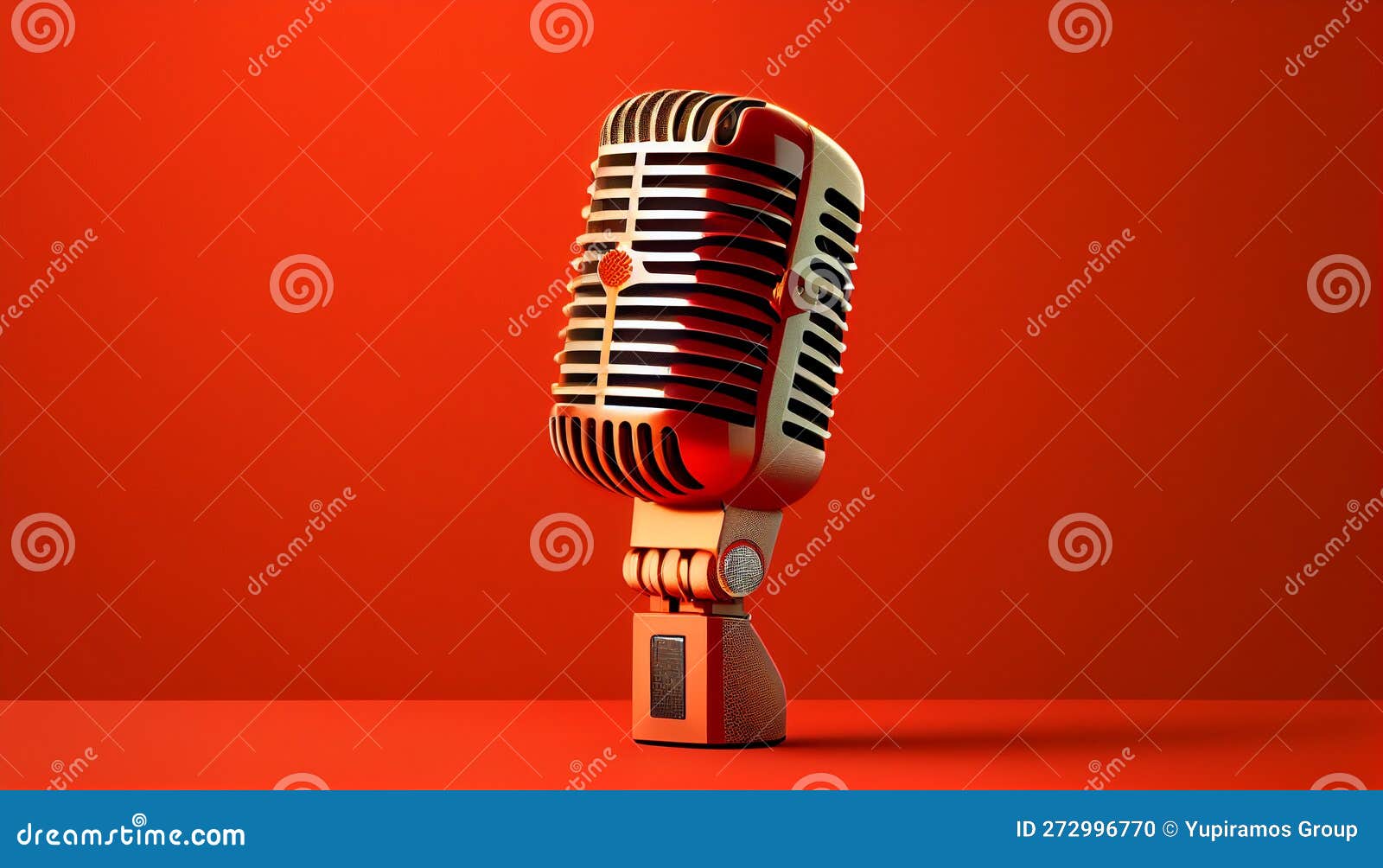 Microphone on Stage Singer Performs Rock Music ,generative AI Stock