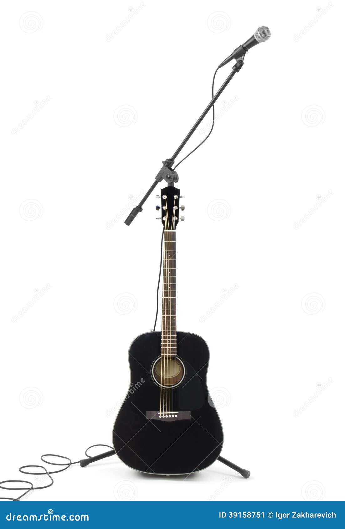 Microphone on Stand with Guitar Stock Image Image of karaoke, rock