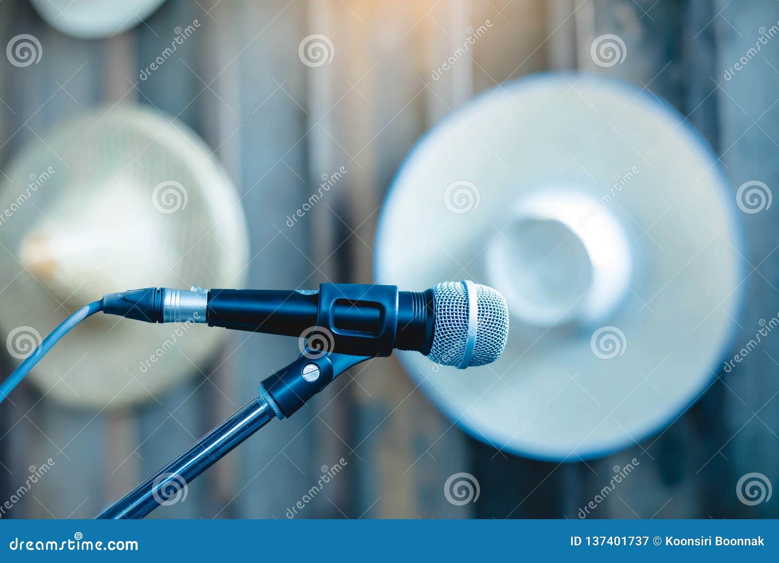 Microphone on a Stand Up Comedy Stage Stock Image Image of