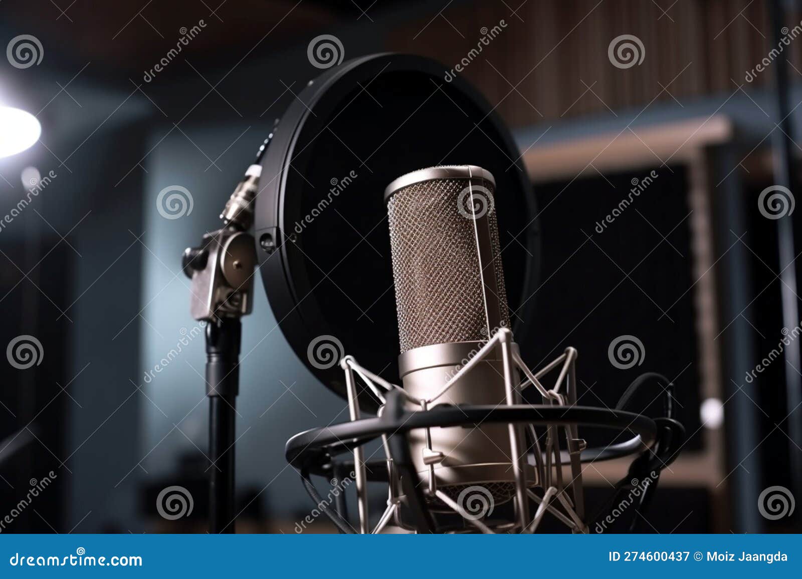 Microphone Studio Et Bouclier Pop Sur Micro Dans Le Studio D'enregistrement  Vide Avec Espace De Copie Illustration Stock - Illustration du medias,  métal: 274600437