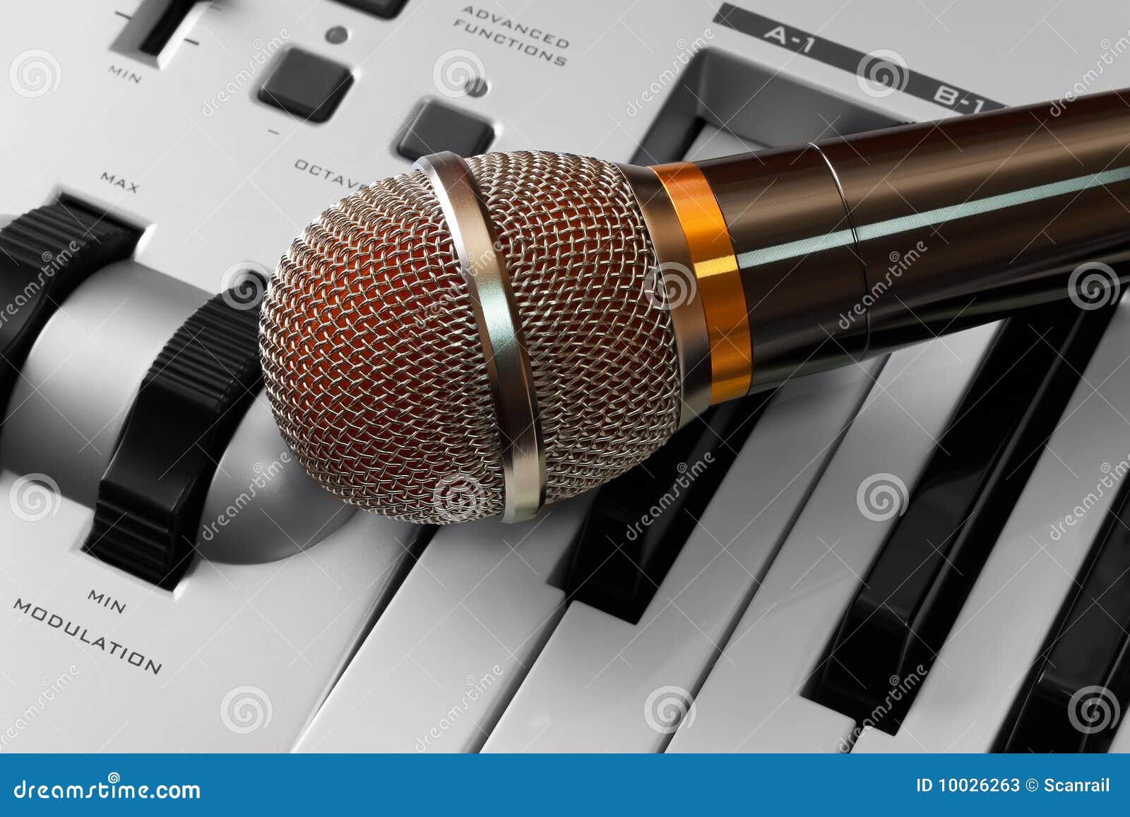 Microphone on synthesizer stock image. Image of entertainment 10026263