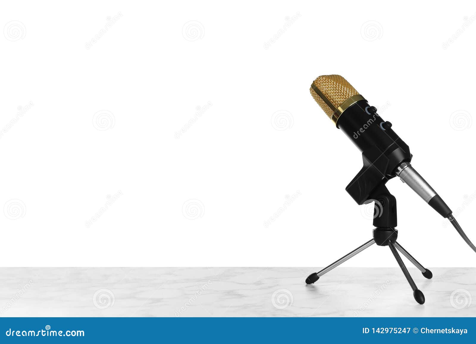 Microphone on Table Against White Background Stock Image Image of
