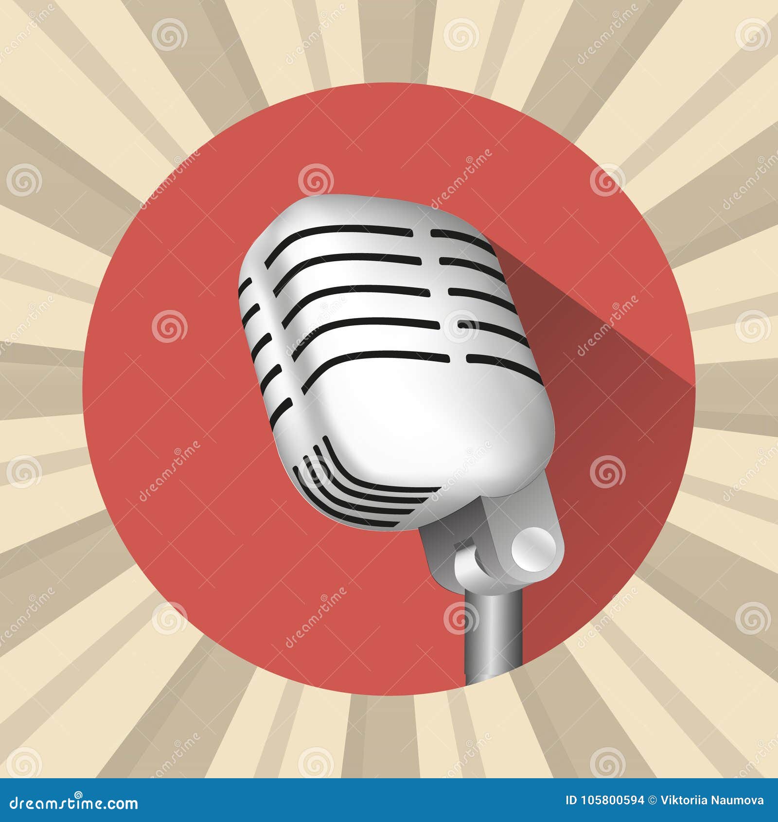 Vintage Retro Stage Microphone - Web Icon. Old Technology Object Concept.  Design Sign, Vector Art Image Illustration, Isolated. Editorial Stock Image  - Illustration of karaoke, media: 105800594