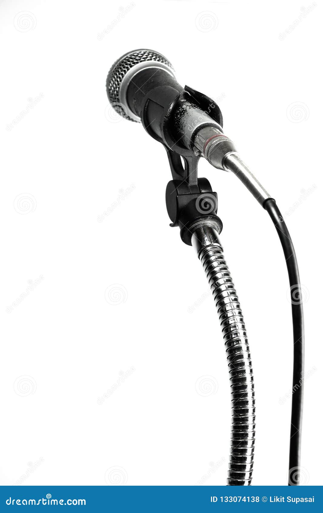 Microphone White Background in Studio Stock Photo Image of record