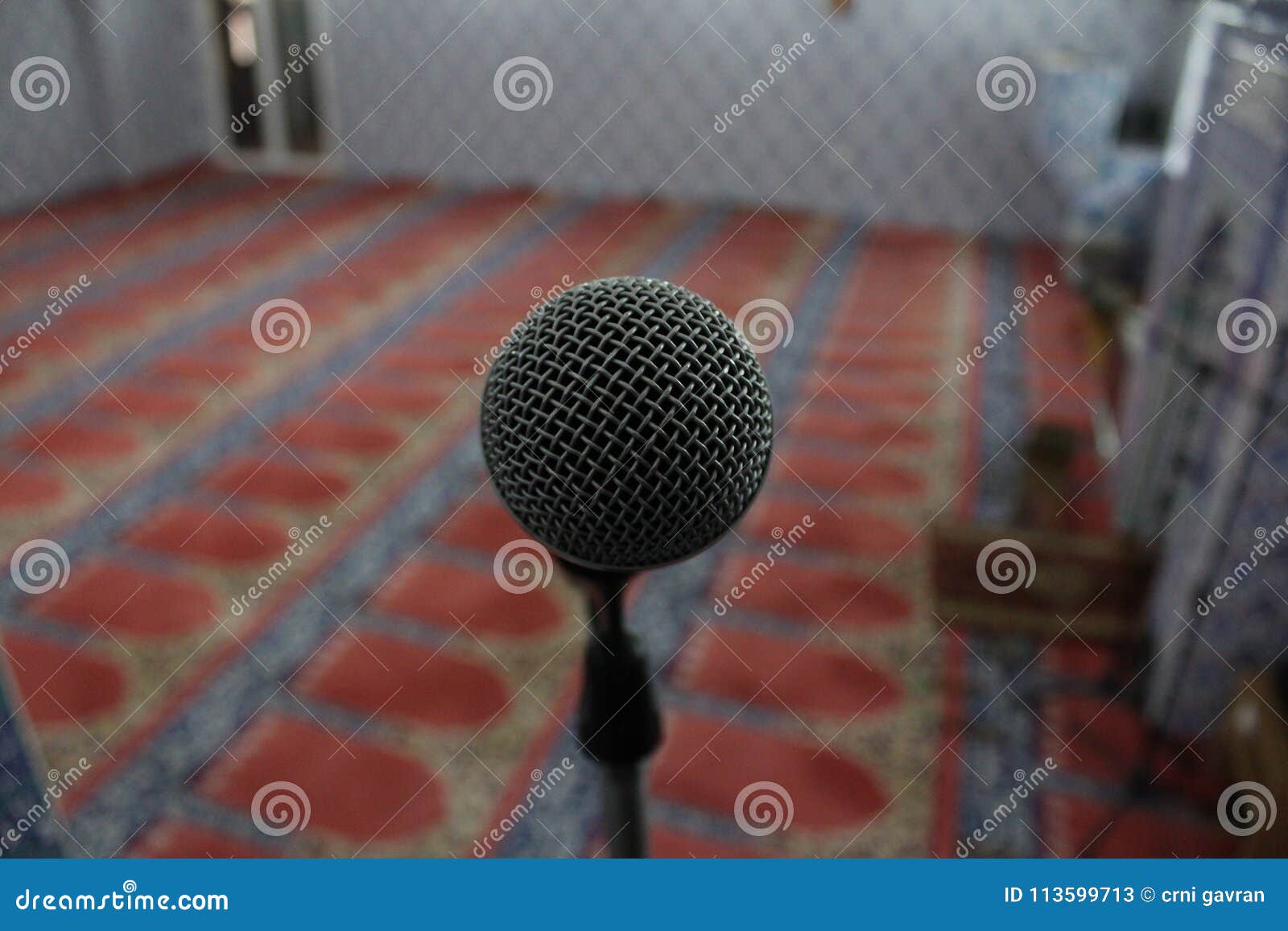 Microphone.Interior of the Mosque. Stock Image Image of highlights