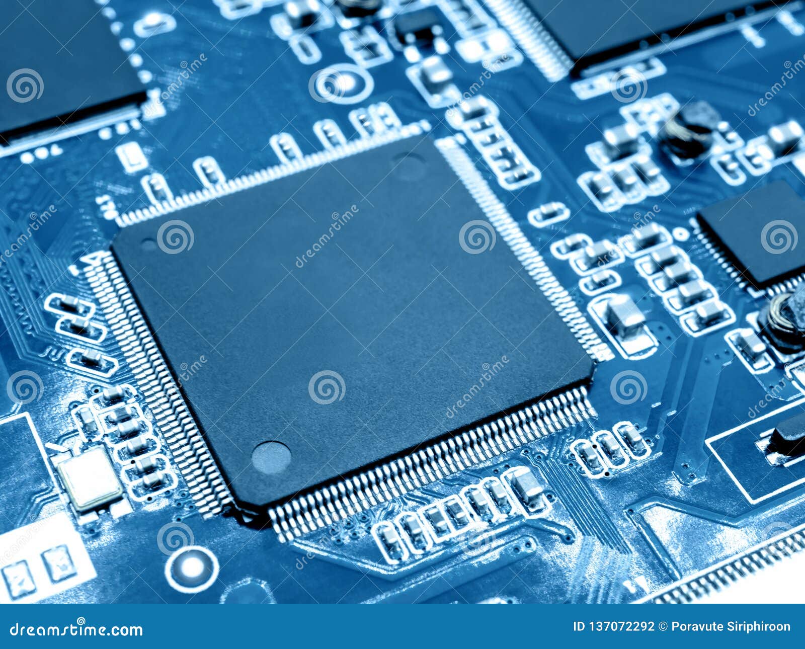 Microprocessor on Electronic Circuit Board Stock Photo Image of