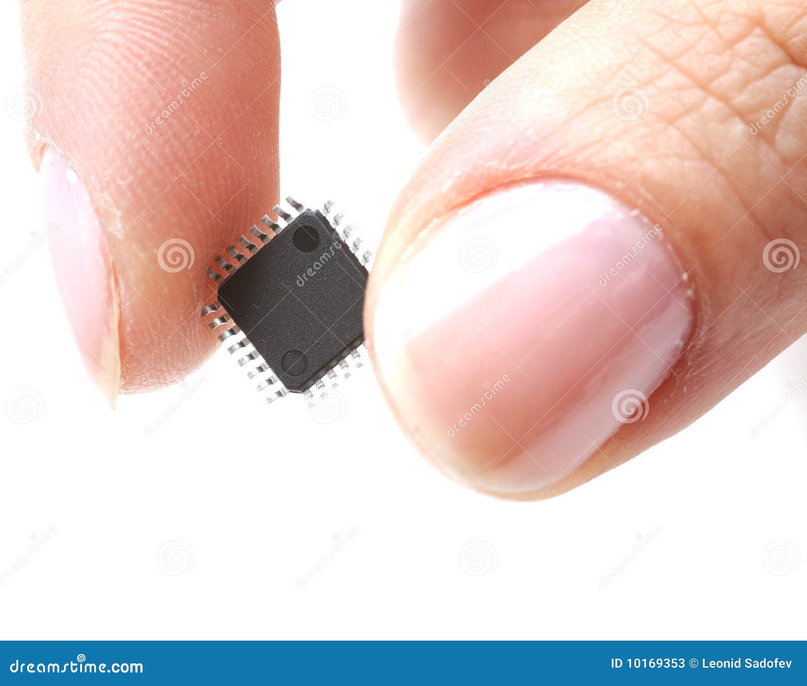 microprocessor on girls fingertip