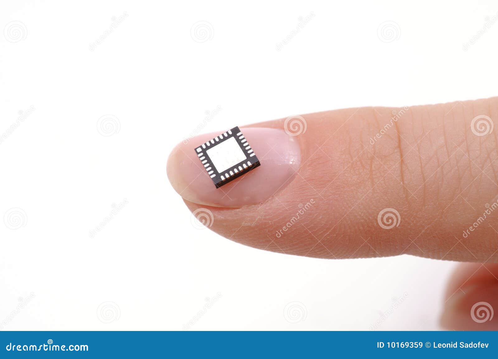 microprocessor on girls fingertip