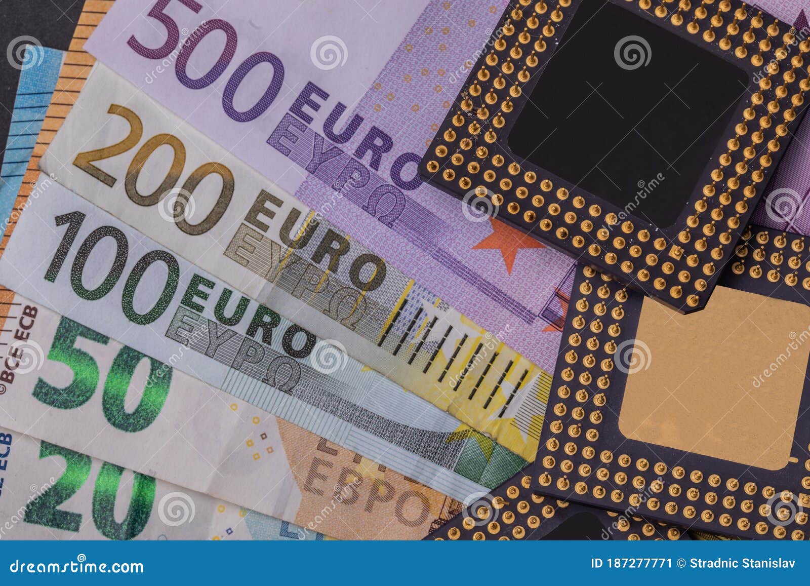 microschemes placed on euro banknotes