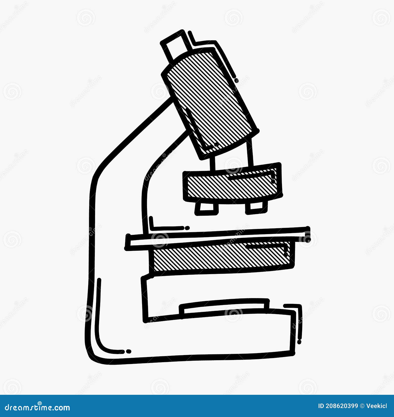 Microscope Doodle Vector Icon. Drawing Sketch Illustration Hand Drawn