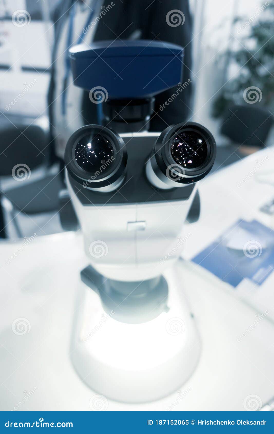 The Microscope is Industrial. Eye Microscope Lenses Stock Image Image