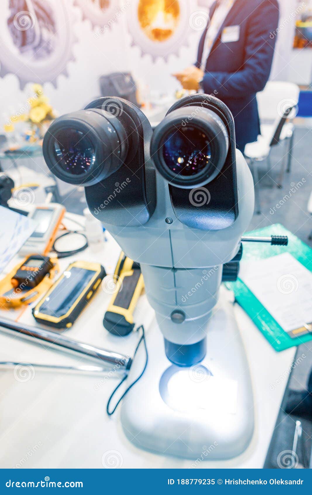 The Microscope is Industrial. Eye Microscope Lenses Stock Image Image