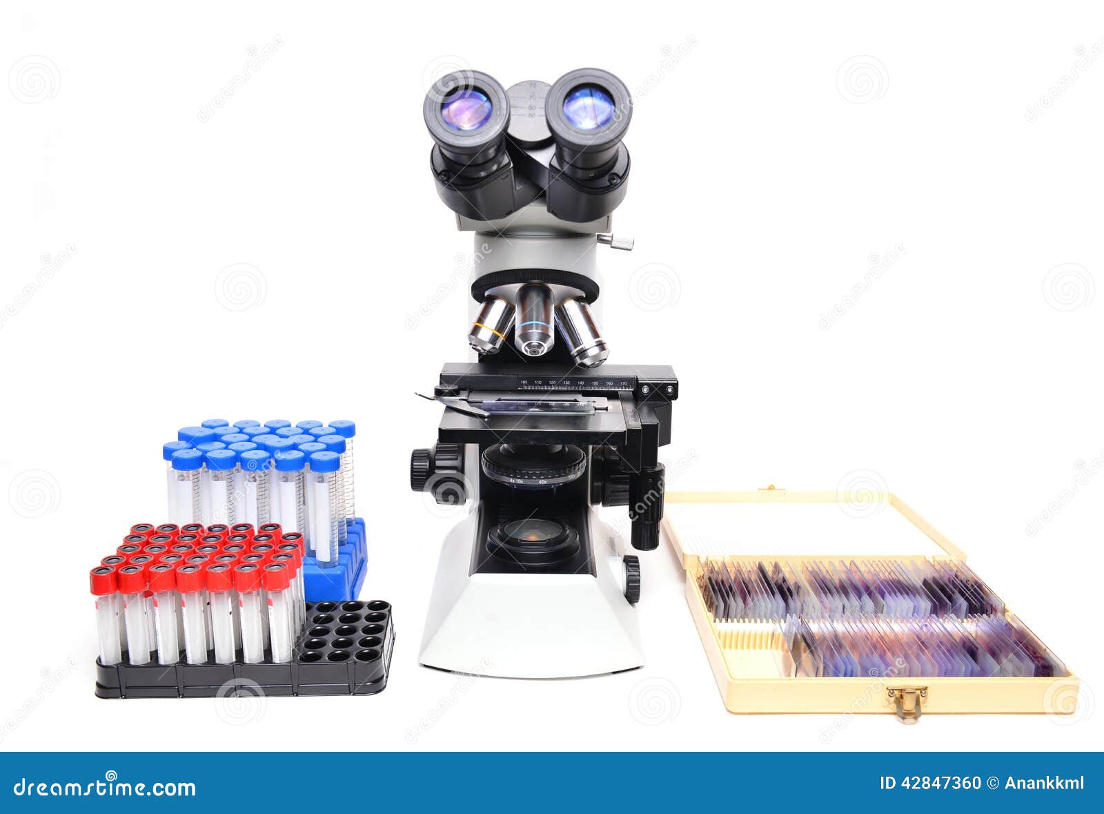 Microscope with Laboratory Equipment Stock Photo Image of glass