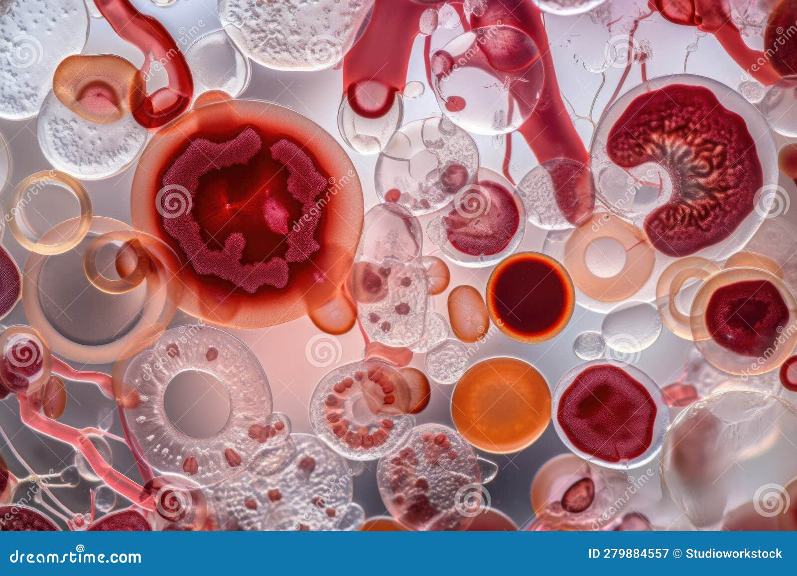 Microscope Slide of Blood Cells, with Various Details Visible Stock Image Image of generated