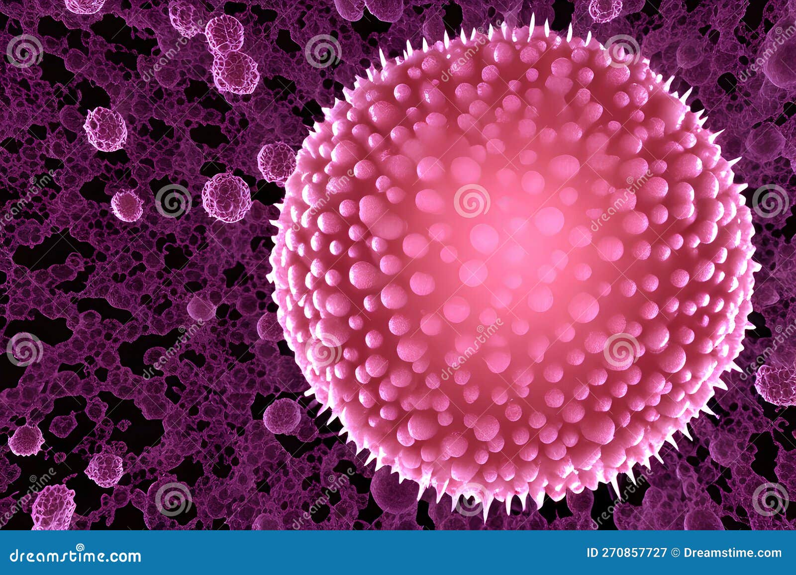 Microscopic biology images of a group of damaged spikey nucleus