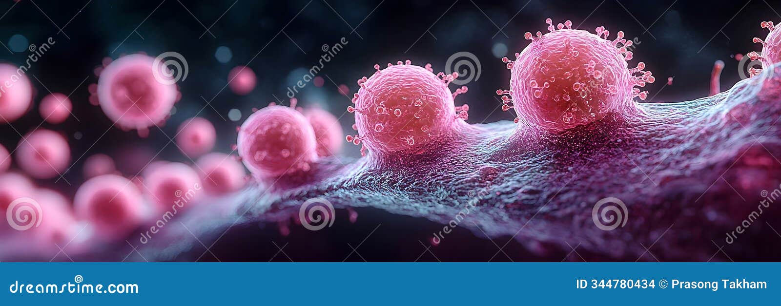 microscopic close-up view of the intricate structure and texture of coronavirus cells,causing a global pandemic and major