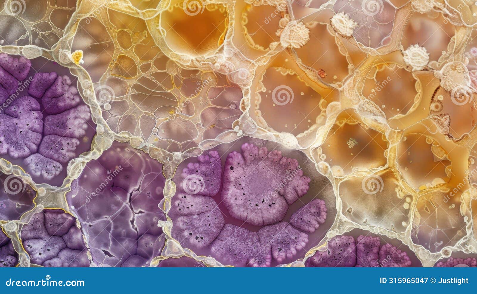 a microscopic view of a crosssection of a tree trunk showcasing the organized layers of plant cells involved in