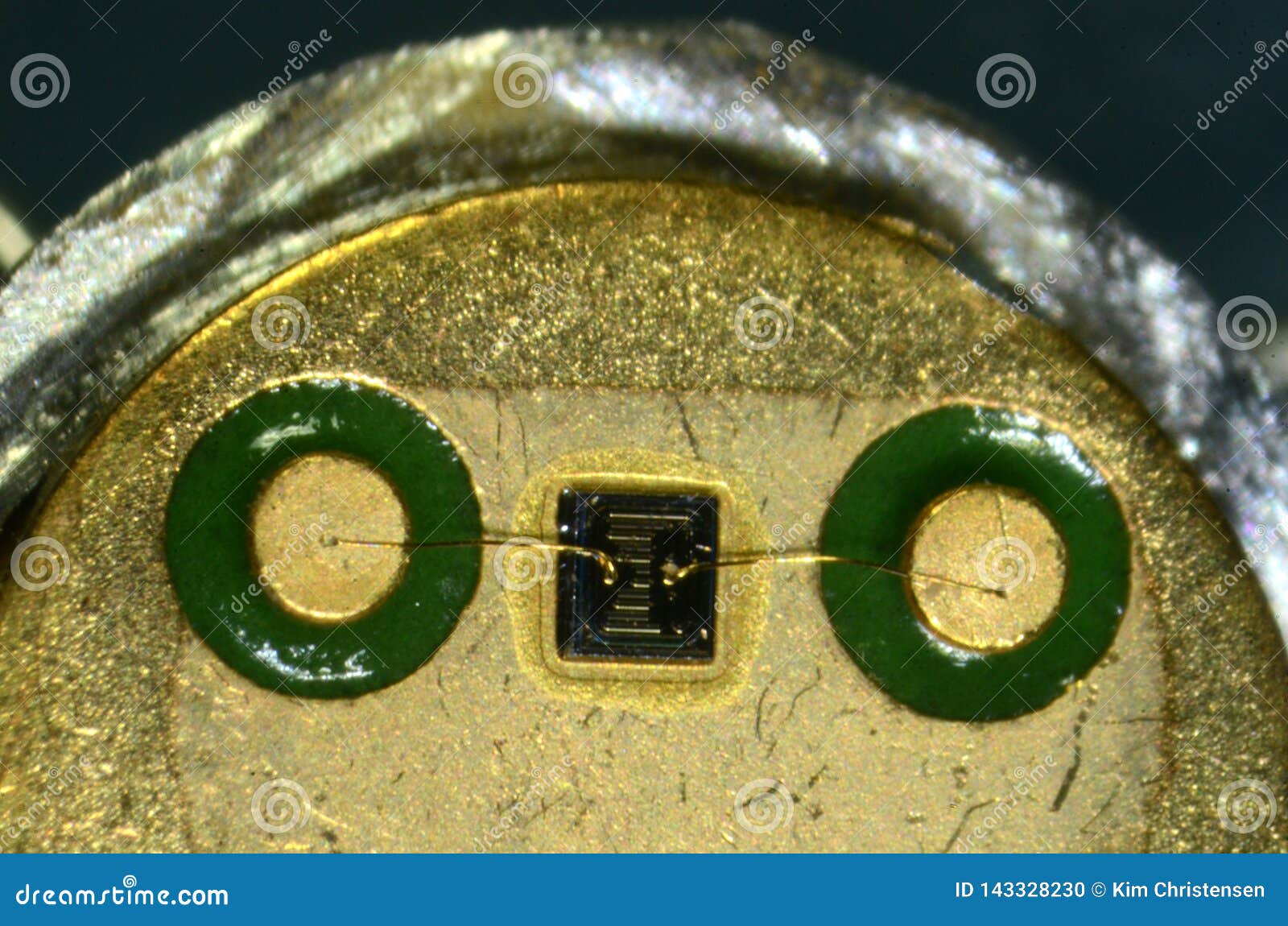 Microscopy Of The Interior Of A 1970`s Type Germanium Transistor Type AC132 RoyaltyFree Stock