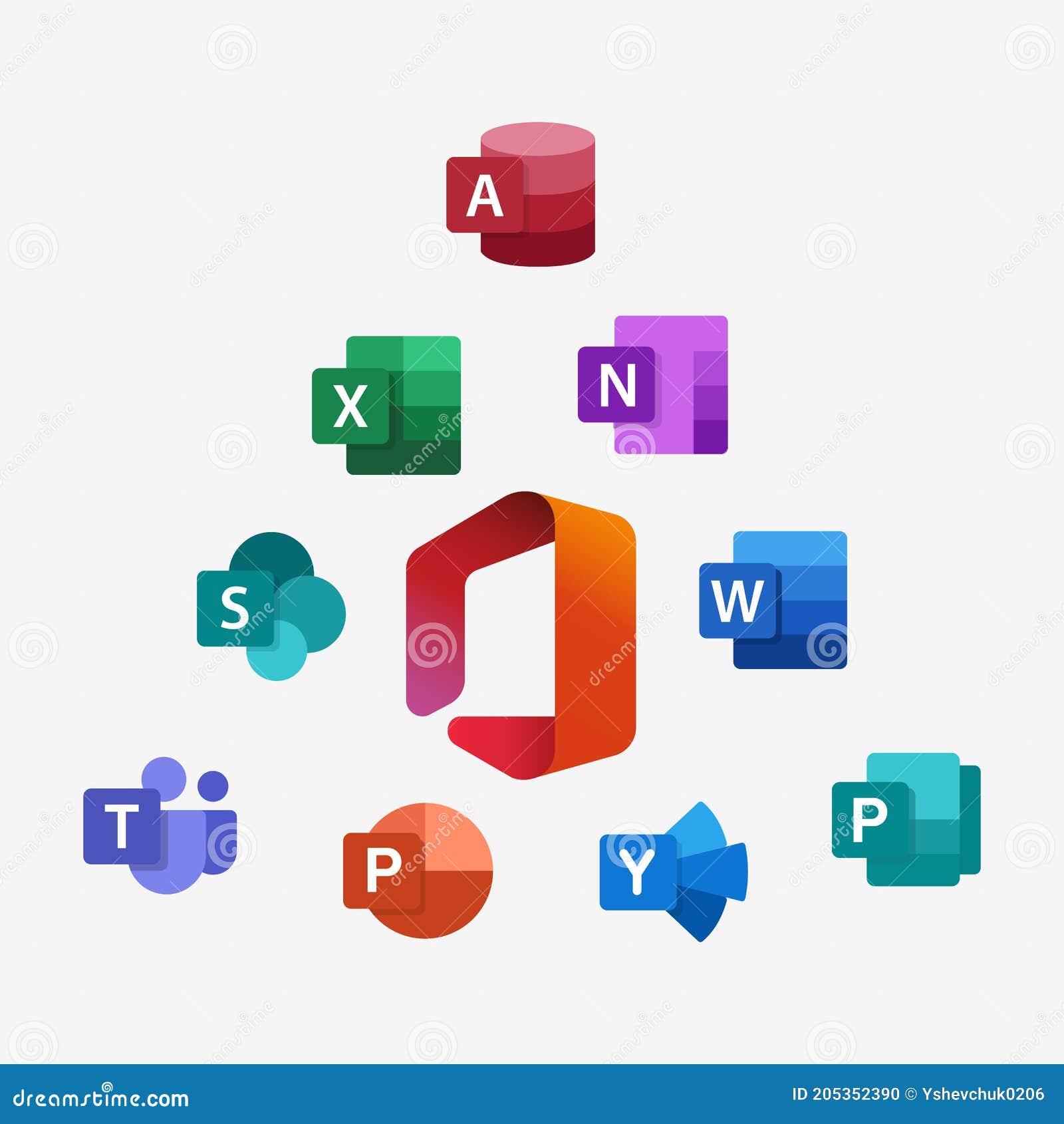Microsoft Office 365: Outlook, Access, OneNote, Publisher, Word, Excel,  SharePoint, Teams, PowerPoint, Yammer, OneDrive. Kyiv, Editorial Image -  Illustration of sharepoint, onenote: 205352390