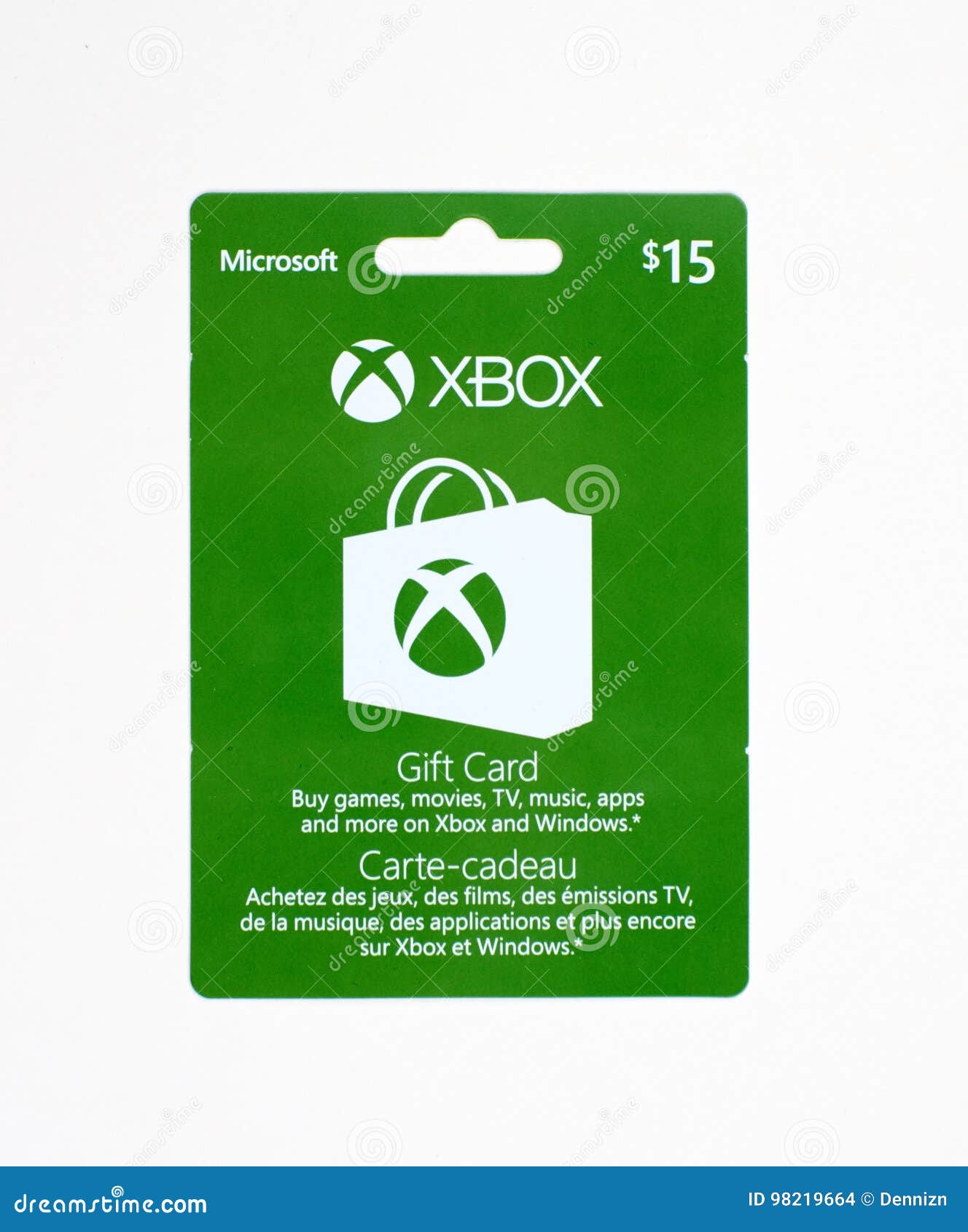 Microsoft Xbox Gift Card on a White Background. Editorial Stock